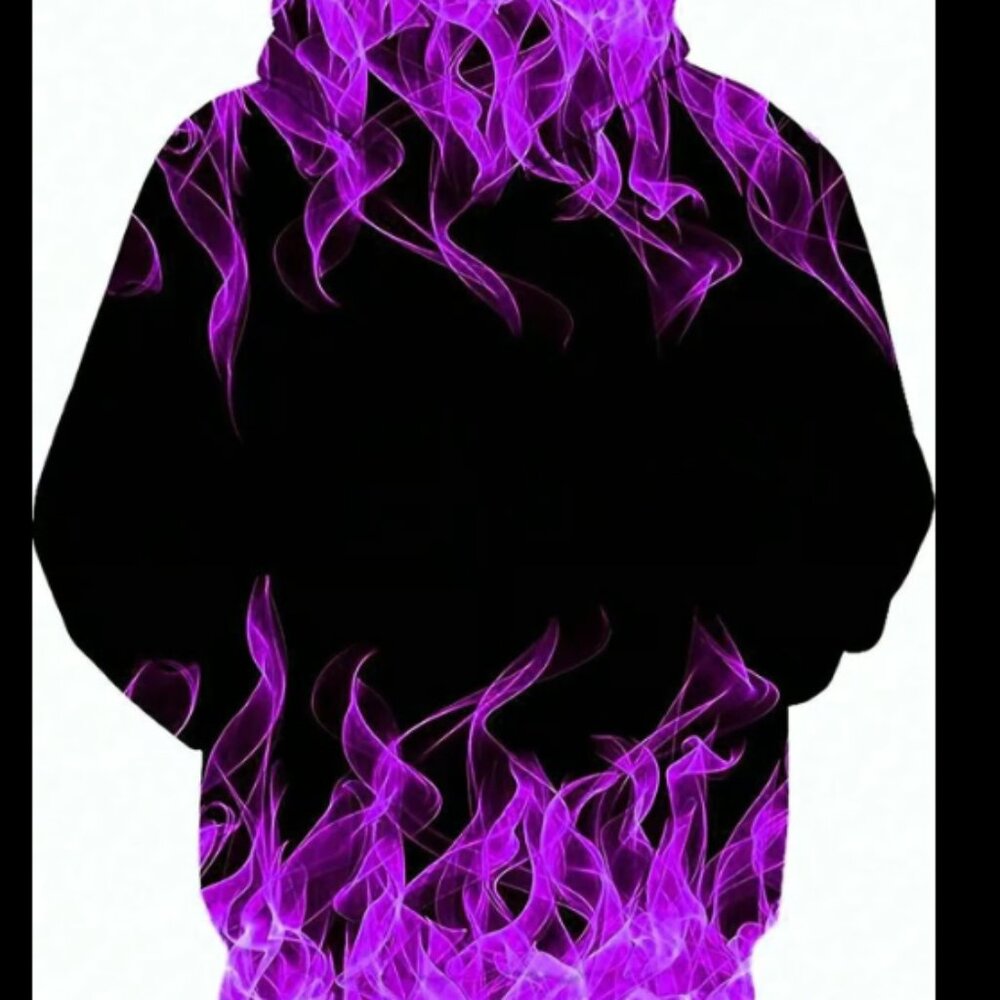 Digitally Printed Flame Design Hoodie, Stylish Men's Hoodie, Men's Casual Graphi